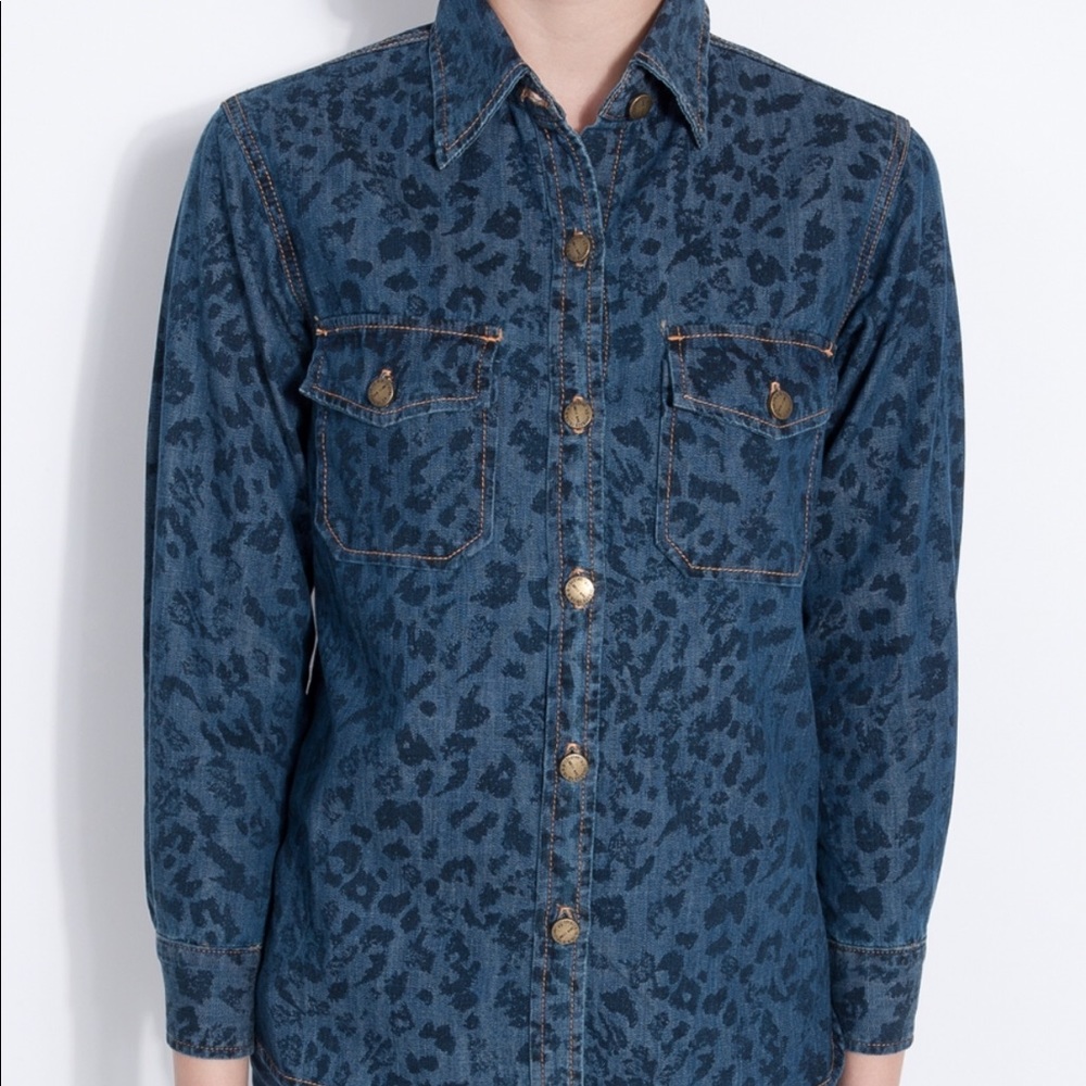 Current/Elliot Indigo Leopard Denim Shirt 2